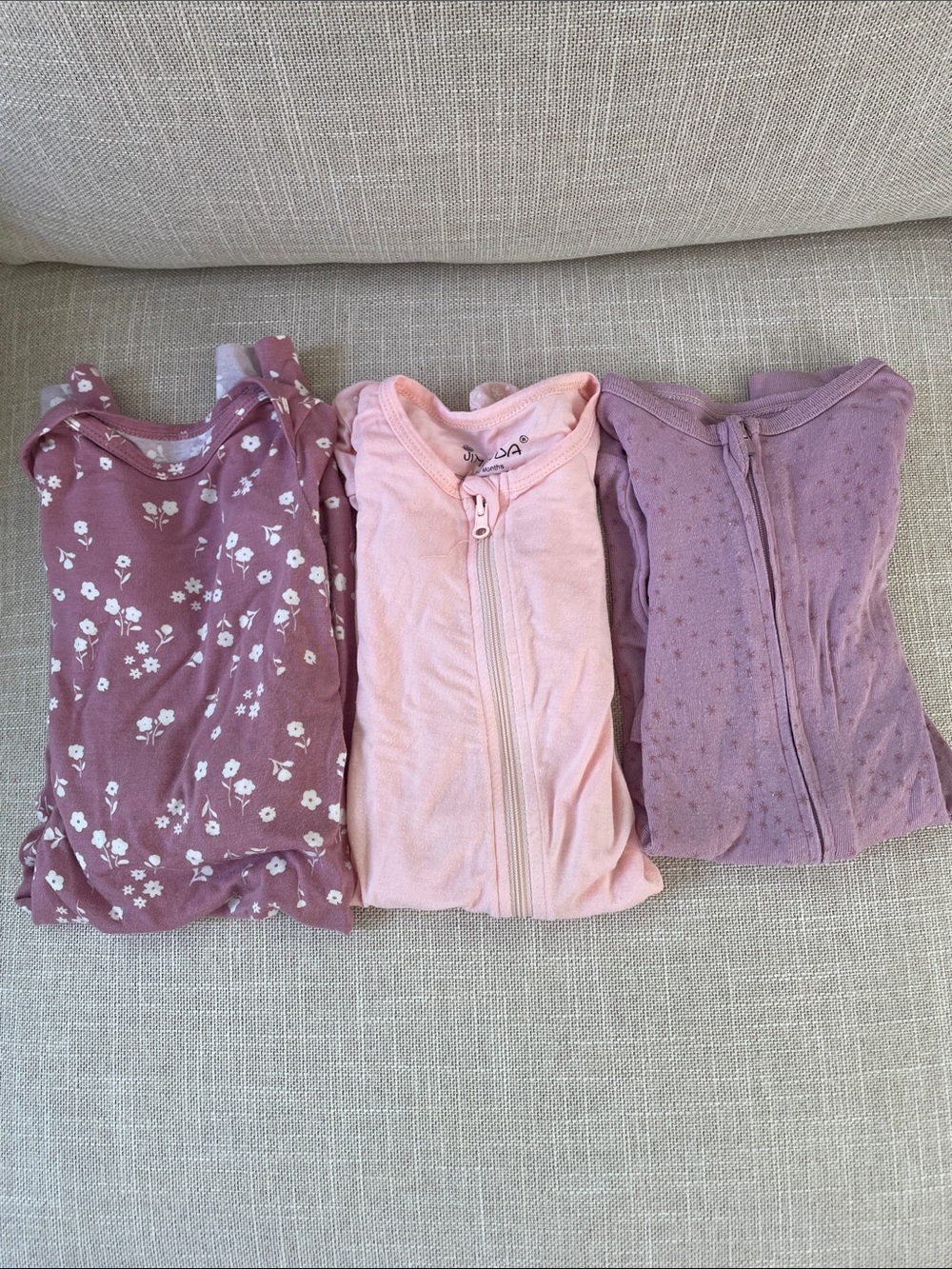 Bundle of 3 Pink Baby Sleepers